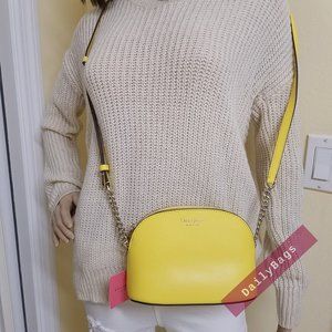 NWT KATE SPADE 100% AUTHENTIC SPENCER SMALL DOME CROSSBODY YELLOW SESAME